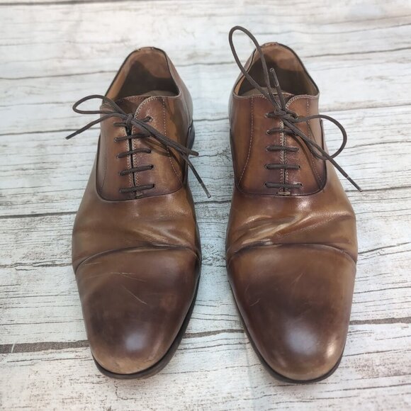 Magnanni Flex Brown Leather Oxford Dress Shoes Men Size 11